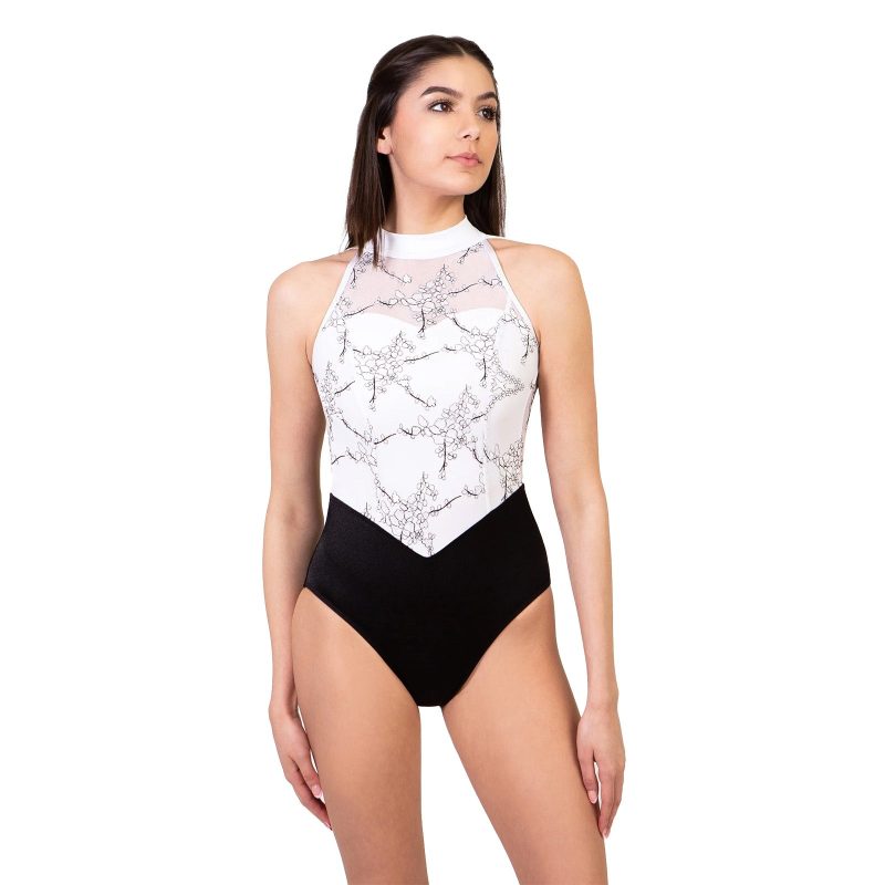 Suffolk Adult Evening Soiree Illusion High Neck Leotard Adult P White - DanceSupplies.com