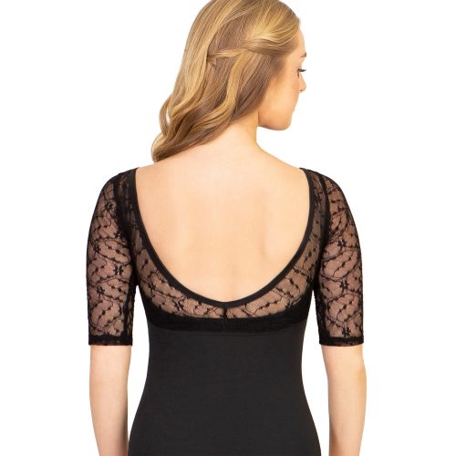 Suffolk 2665A Spring Chateau Half Sleeve Leotard Black 2