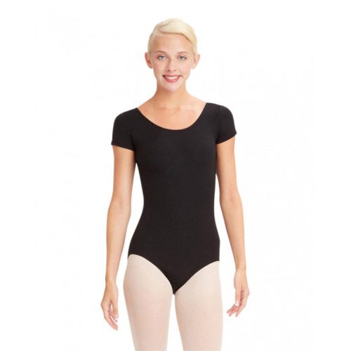 Capezio Adult Short Sleeve Leotard Adult XS Black - DanceSupplies.com