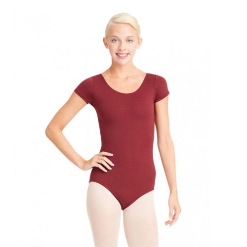 Capezio Adult Short Sleeve Leotard Adult XS Maroon - DanceSupplies.com