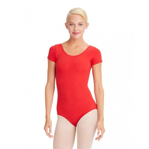 Capezio Adult Short Sleeve Leotard Adult XS Red - DanceSupplies.com